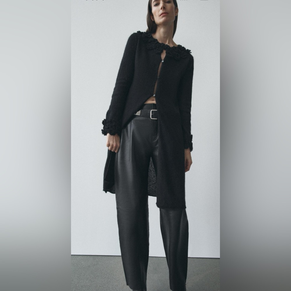 Zara Floral Crotchet Knit Cardigan